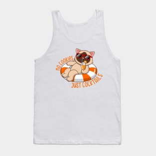 No Cookies Just Cocktails Funny Siamese Cat Tank Top
